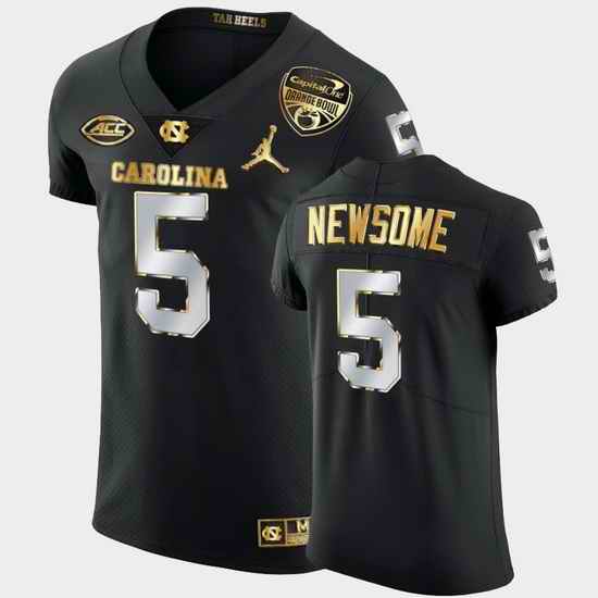 Men North Carolina Tar Heels Dazz Newsome 2021 Orange Bowl Black Golden Edition Jersey